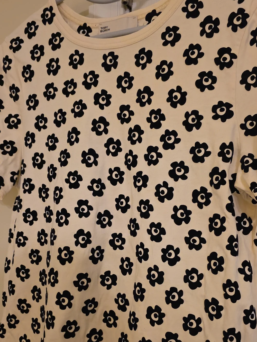 Tory Burch Cream Floral Short-Sleeve Top